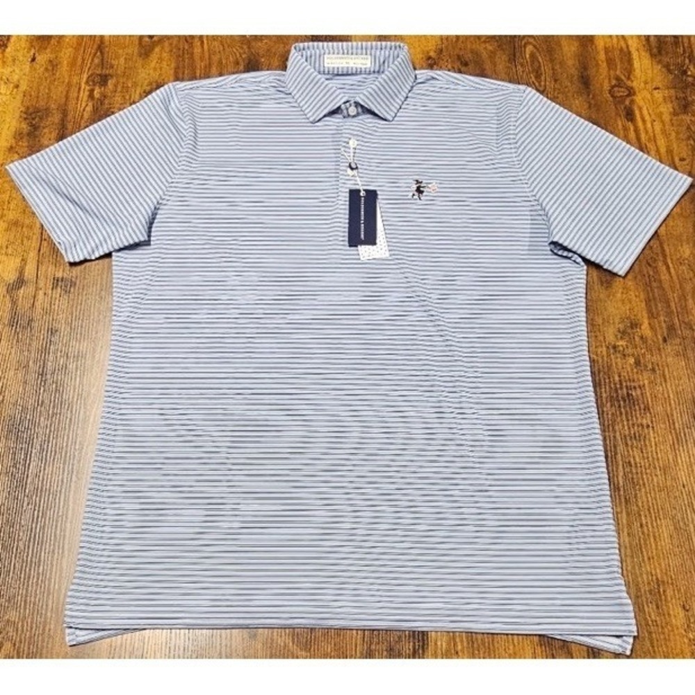 Holderness & Bourne Airation Stanwich The Russell Shirt Blue Striped Polo XL NWT